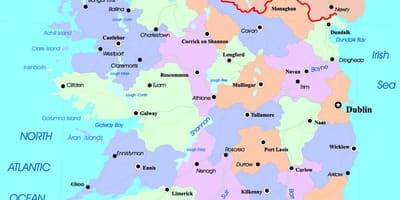 Mapa polític d'irlanda i irlanda del nord