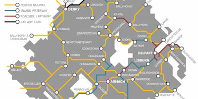 Mapa d'irlanda del nord xarxa ferroviària