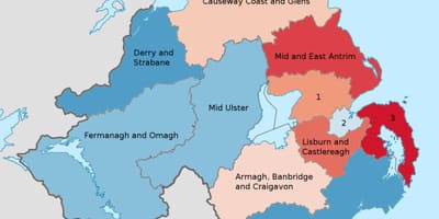 Irlanda del nord en un mapa