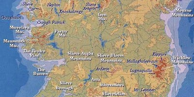 Mapa d'irlanda muntanyes 