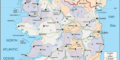 Comtat mapa d'irlanda amb les ciutats