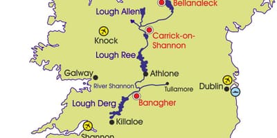 Mapa d'irlanda rius i muntanyes