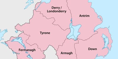 Mapa d'irlanda del nord, comarques i municipis