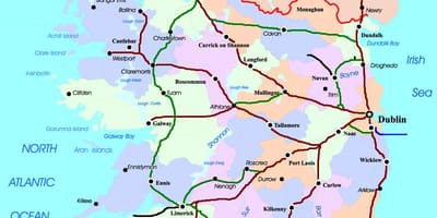 Mapa de vies de tren a irlanda