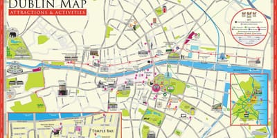 Mapa de dublín, irlanda atraccions turístiques