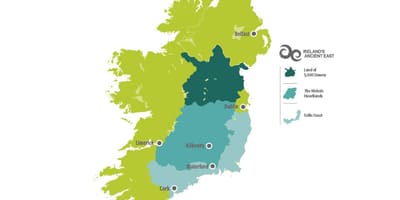 Mapa de mapa de la costa est d'irlanda
