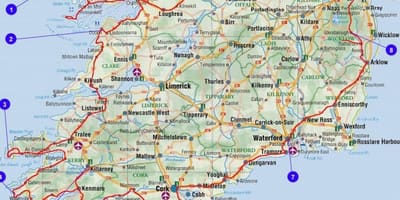  mapa del sud d'irlanda comarques i ciutats