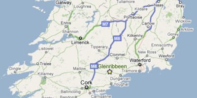 Un mapa del sud d'irlanda